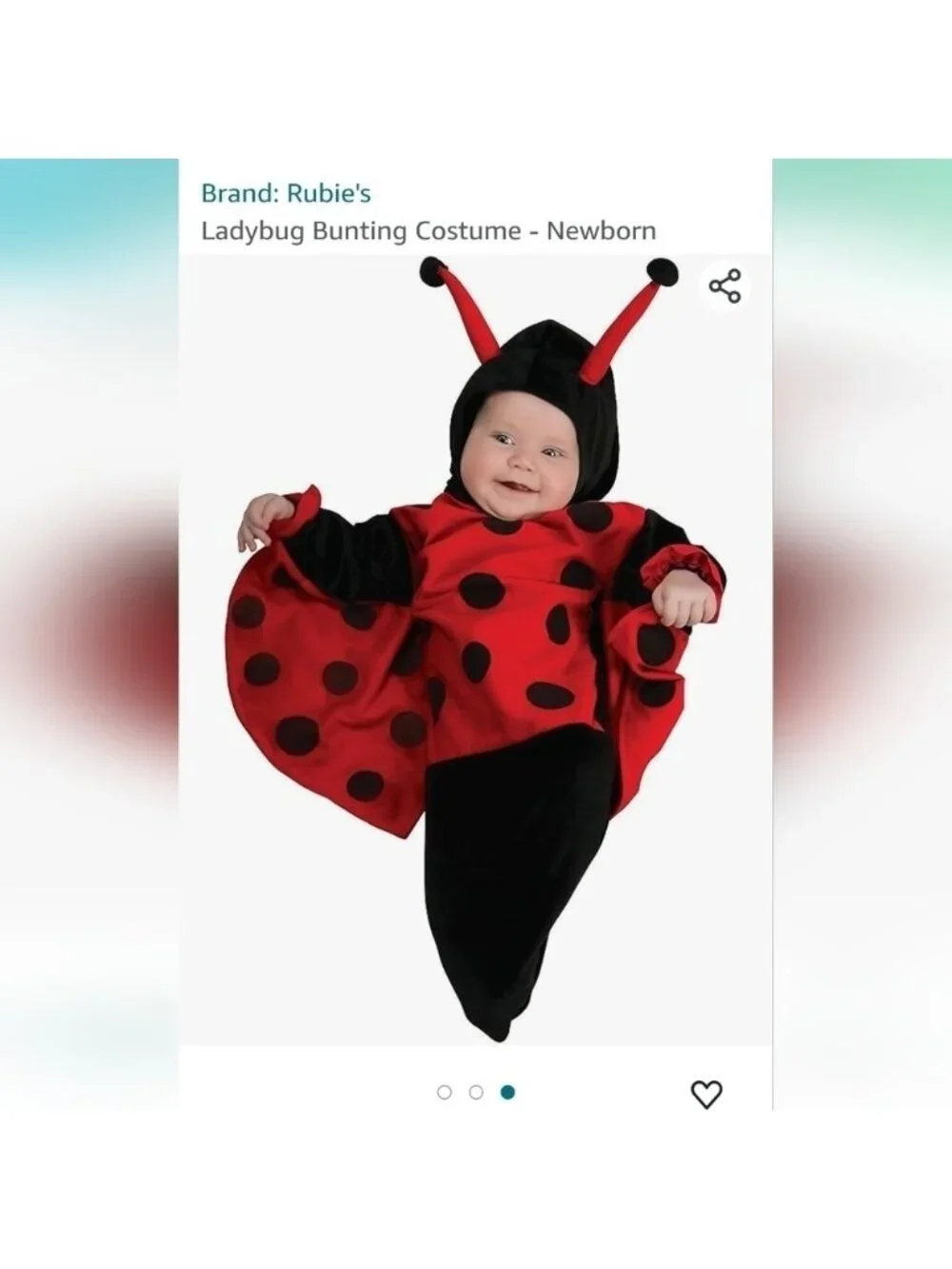 Rubies infant newborn Ladybug Costume  includes a bunting bag & soft head piece